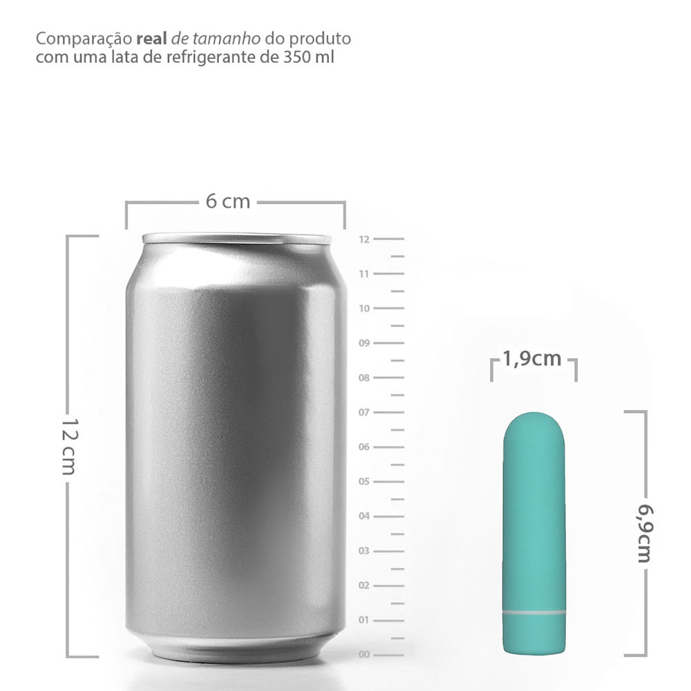 Vibrador Bullet Recarregável via USB com 9 Vibrações - ABS (Toque Aveludado) 6,9 x 1,9cm Seed Cyan | Foto 06