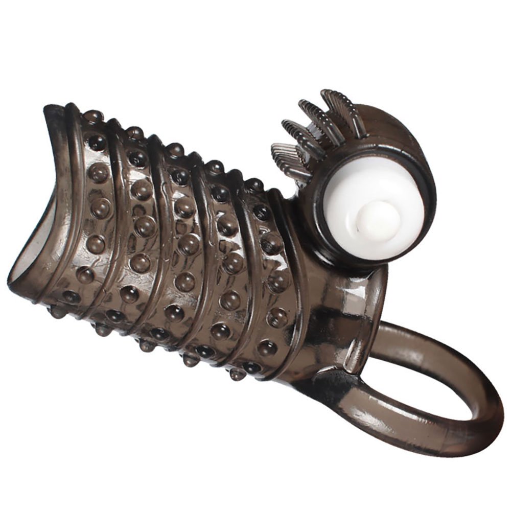 Capa Peniana Sem Cabe�a Vibe Cock Ring com Vibrador em Silicone Preto | Vista lateral destacando o ponto de vibra��o