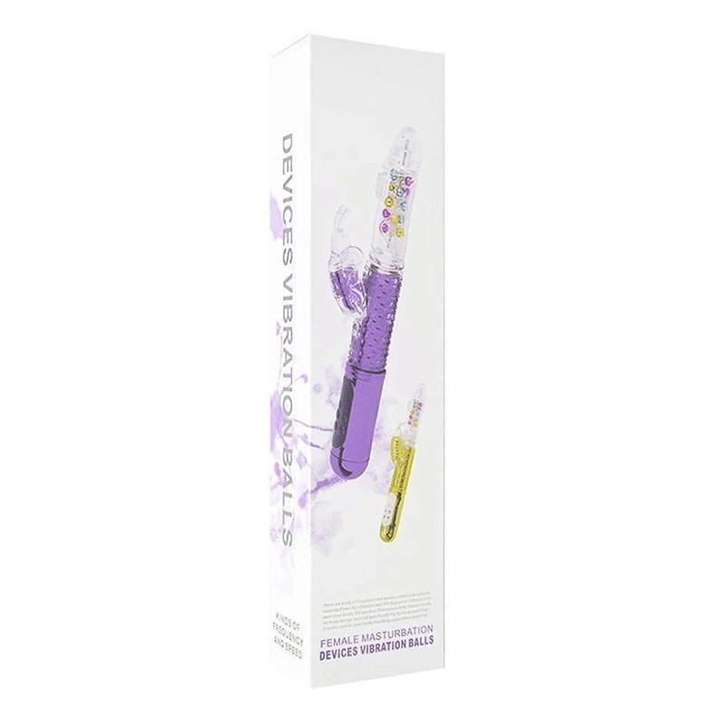 Detalhe do Vibrador Rabbit Rotativo Vai e Vem com Estimulador Multivelocidade Recarreg�vel Female Roxo e textura