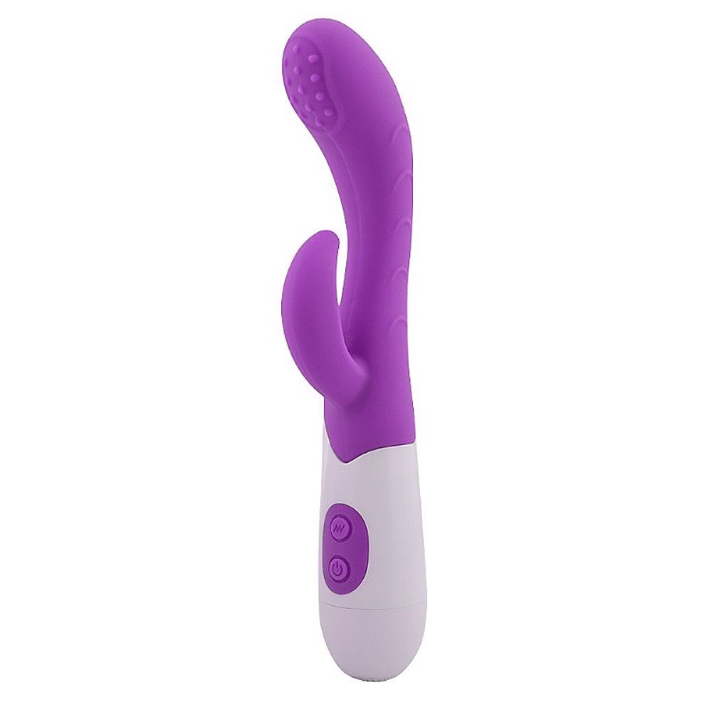 Vibrador Duplo em Silicone e ABS com 10 Vibrações e Textura Roxo | Foto 01