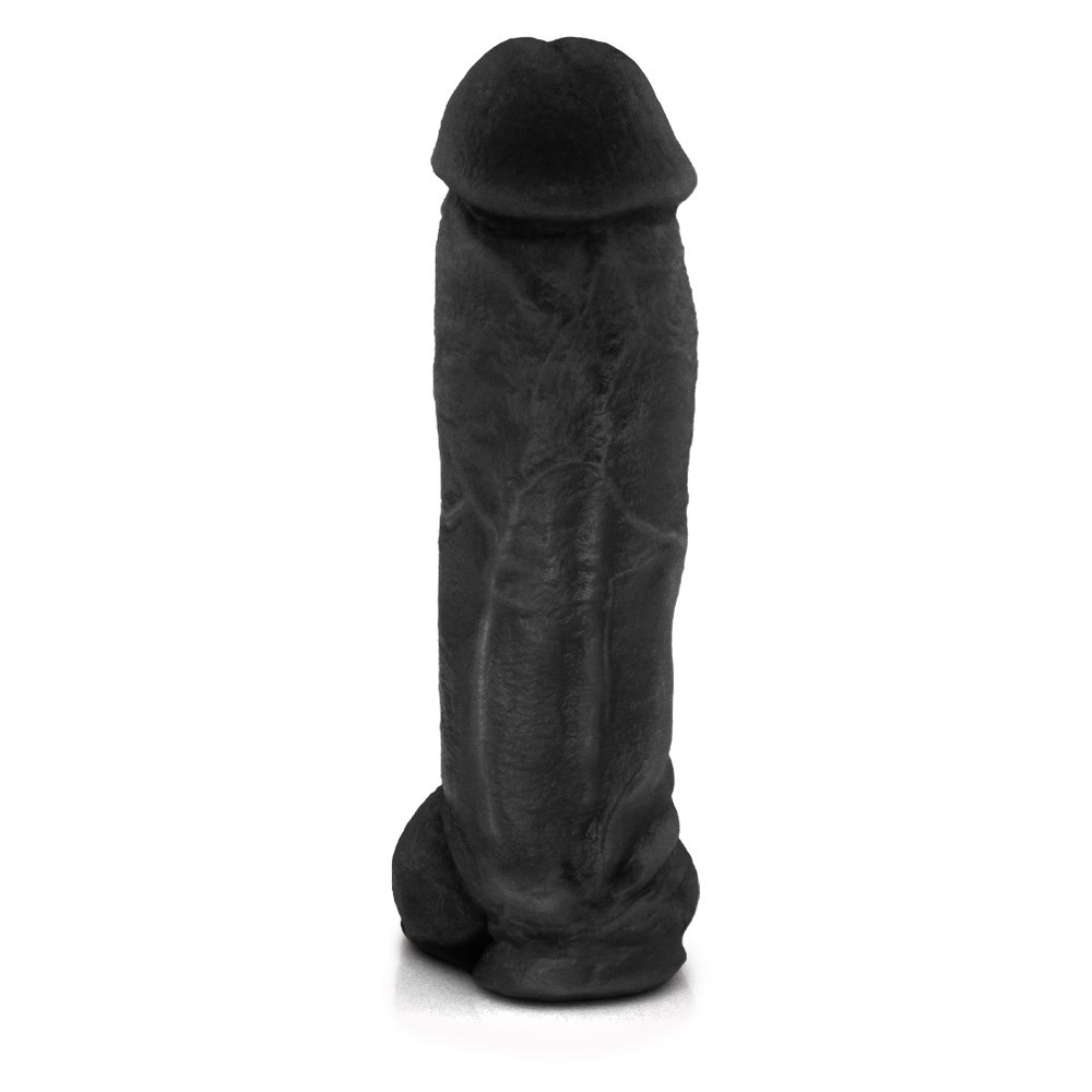 vista frontal do penis realistico King Kong, mostrando o escroto e o material PVC flexivel