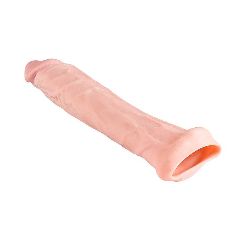 Capa Peniana sem Vibrador em Cyrberskin com Extensor 20,5 x 3,5 cm Bege | Imagem ilustrativa do extensor interno da Capa Peniana