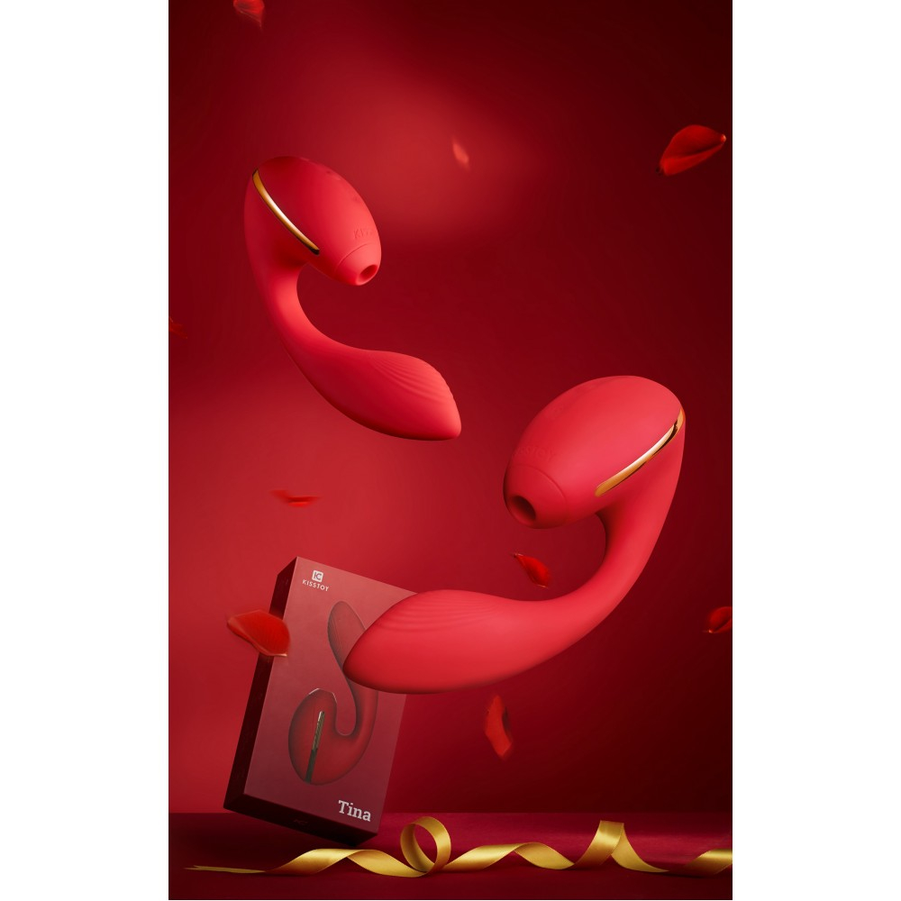 Sugador de Clit�ris com Ponto G e 10 Vibra��es Recarreg�vel Tina Vermelho | Foto 02