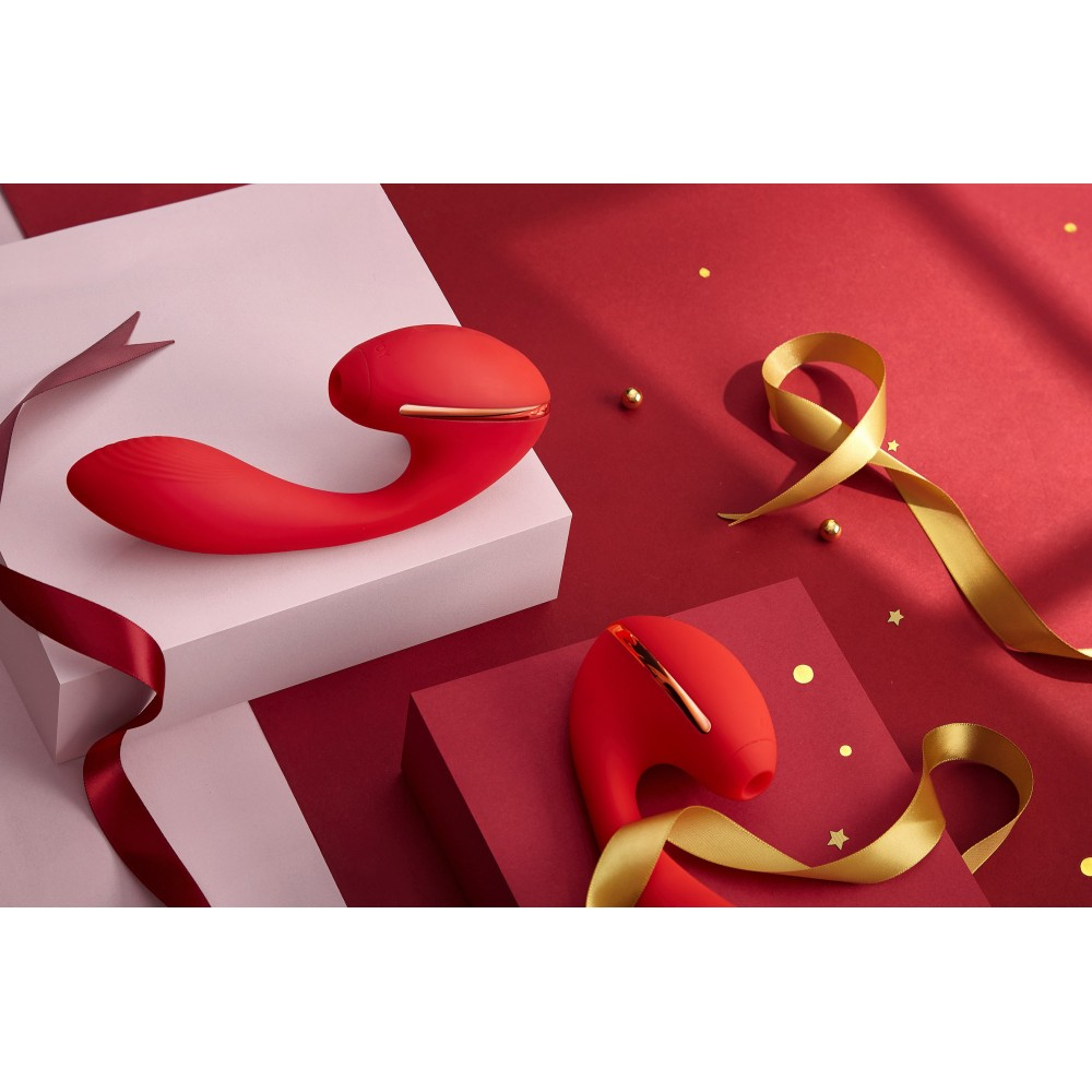 Sugador de Clit�ris com Ponto G e 10 Vibra��es Recarreg�vel Tina Vermelho | Foto 03