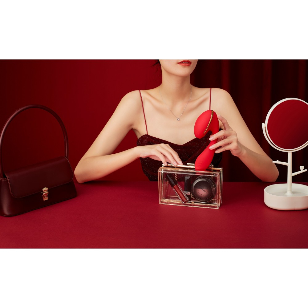 Sugador de Clit�ris com Ponto G e 10 Vibra��es Recarreg�vel Tina Vermelho | Foto 06