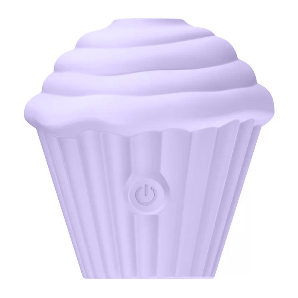 Vibrador Discreto Cup Cake Rosa, vista frontal mostrando o design e o bot�o de fun��o
