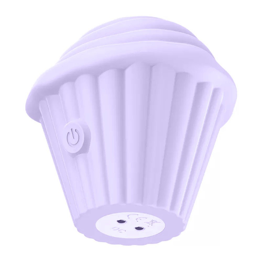 Vibrador Discreto Cup Cake Rosa, vista de baixo mostrando a entrada para carregamento USB