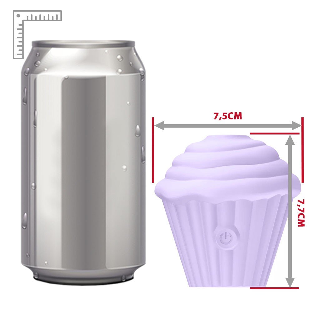 Vibrador Discreto Cup Cake Rosa, closeup da base do vibrador mostrando o detalhe do silicone e a entrada USB