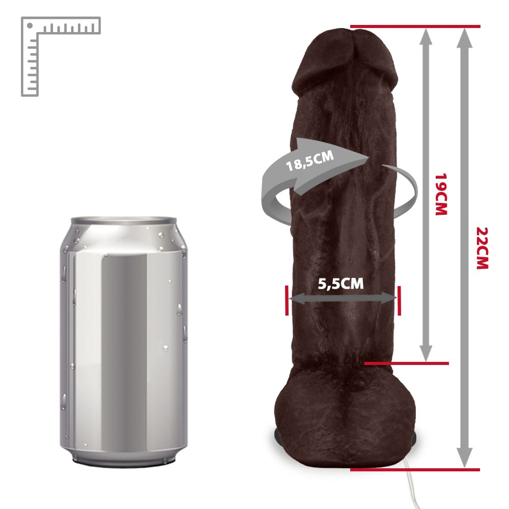 P�nis Real�stico King Kong marrom com vibrador e ventosa em PVC flex�vel, mostrando a flexibilidade do material