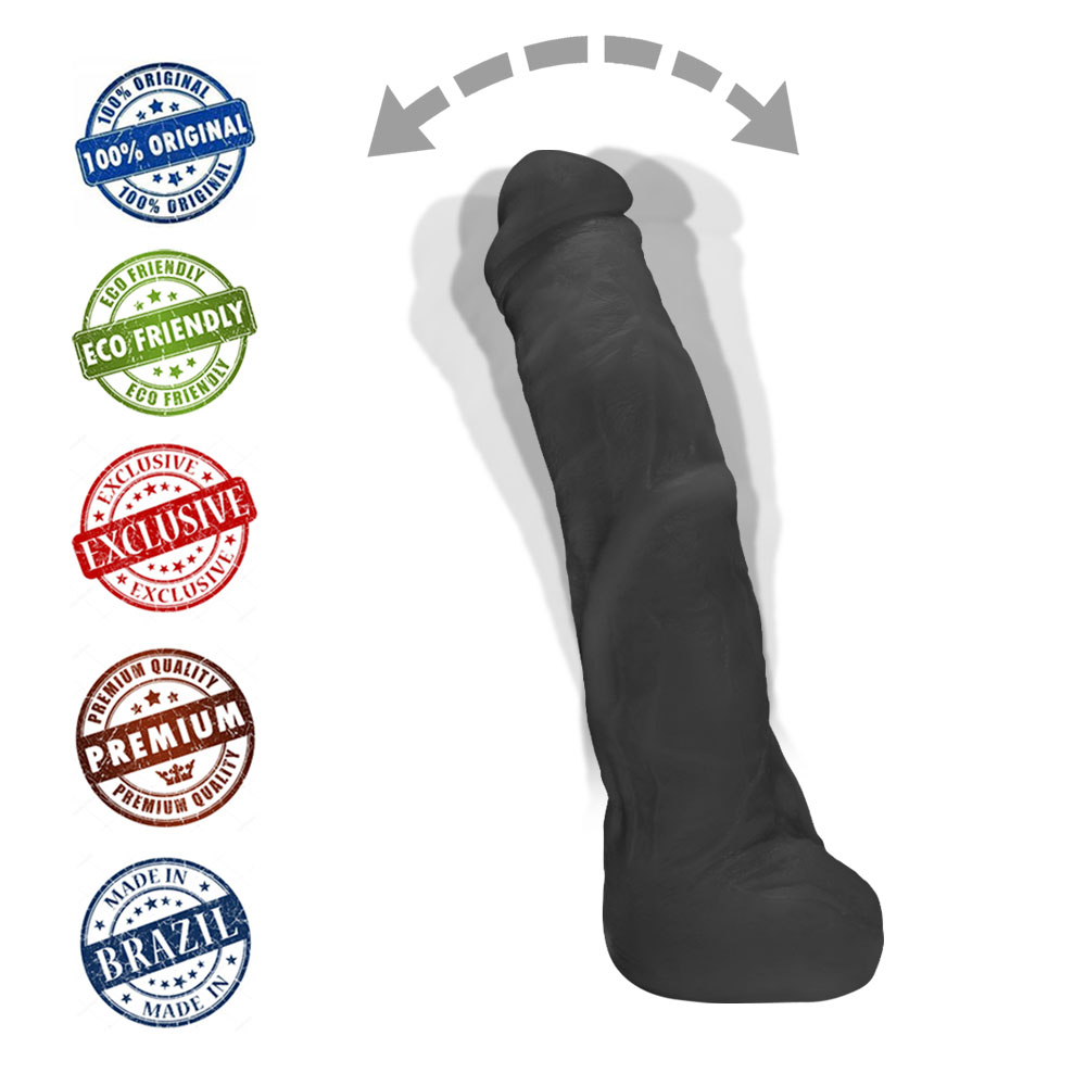 P�nis Gigante e Grosso Flex�vel com Escroto Mandingo 27 x 5,5cm Preto - Vista Detalhada do Escroto