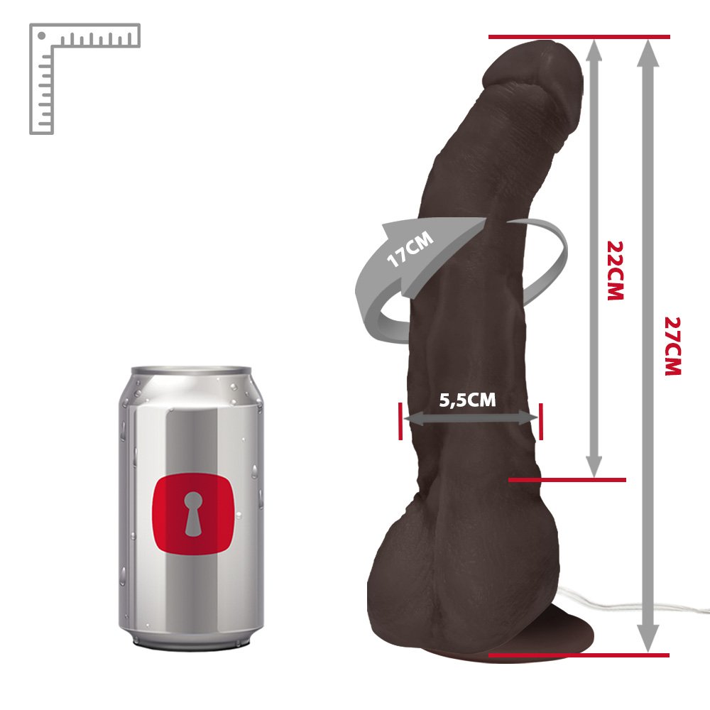 P�nis Gigante e Grosso Flex�vel com Vibrador Mandingo, em seu comprimento total, com o controle com fio