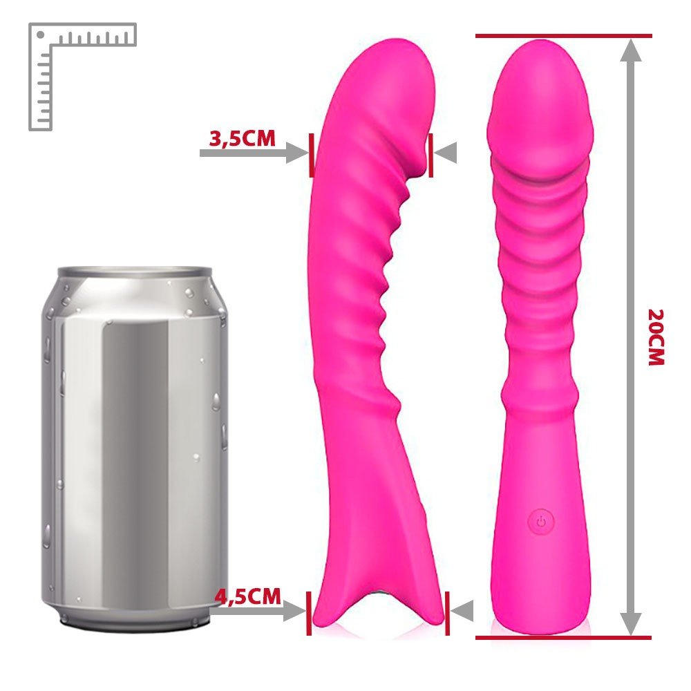 Close no bot�o de controle do Vibrador Feminino TOPI Pink, indicando facilidade de uso e altern�ncia entre as vibra��es