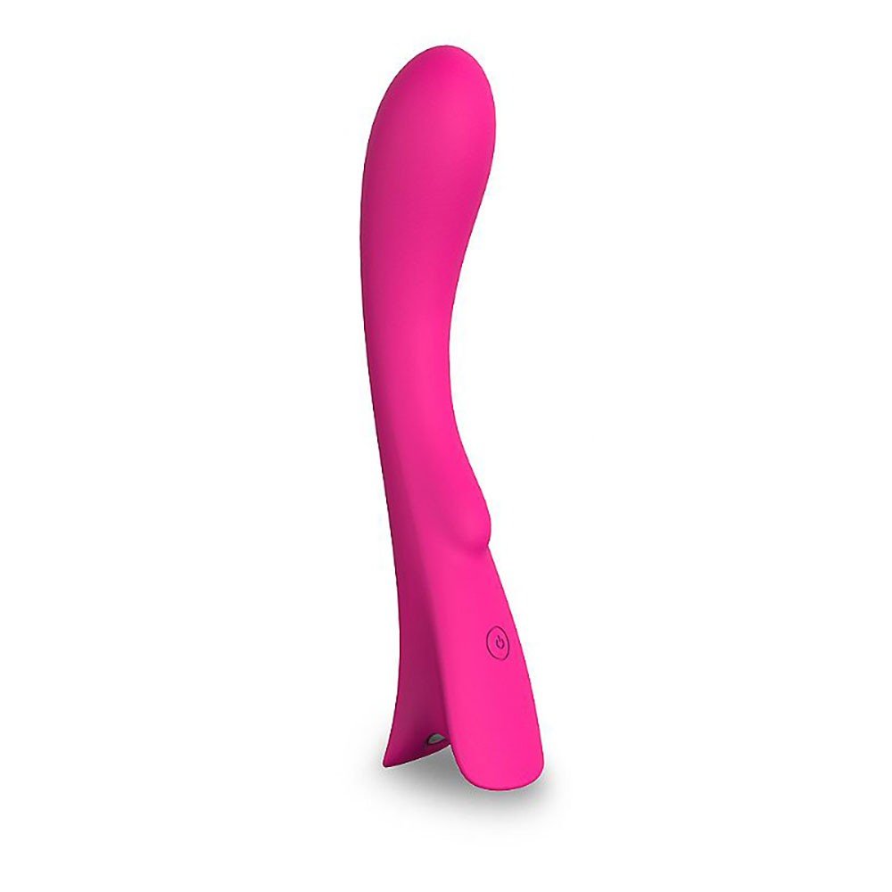 Vibrador Feminino em Silicone Recarreg�vel com 9 Vibra��es a prova D' �gua TOPS Pink - Vista lateral do produto, enfatizando o design ergon�mico e o bot�o de controle.