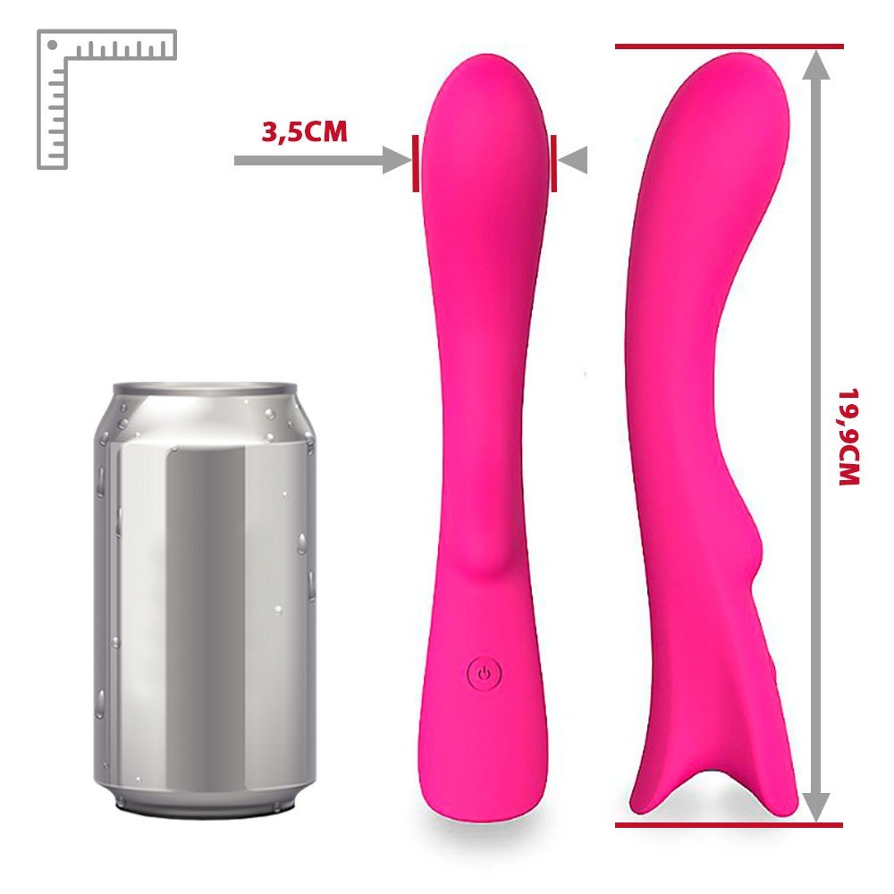 Vibrador Feminino em Silicone Recarreg�vel com 9 Vibra��es a prova D' �gua TOPS Pink - Vista da parte superior do vibrador, destacando a ponta suave.
