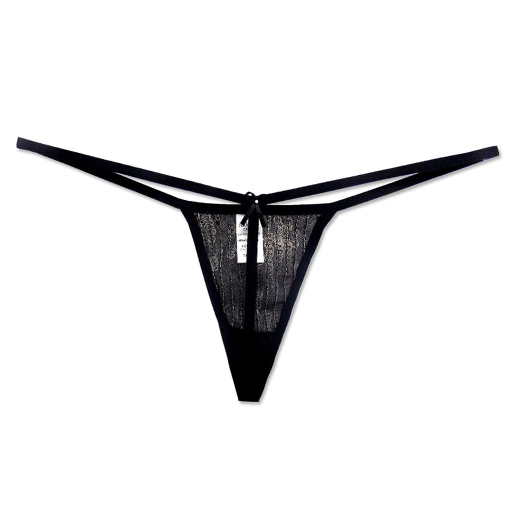 Calcinha String Fio Dental Sexy Tapa Sexo com Paete na Frente Preta | Foto 06