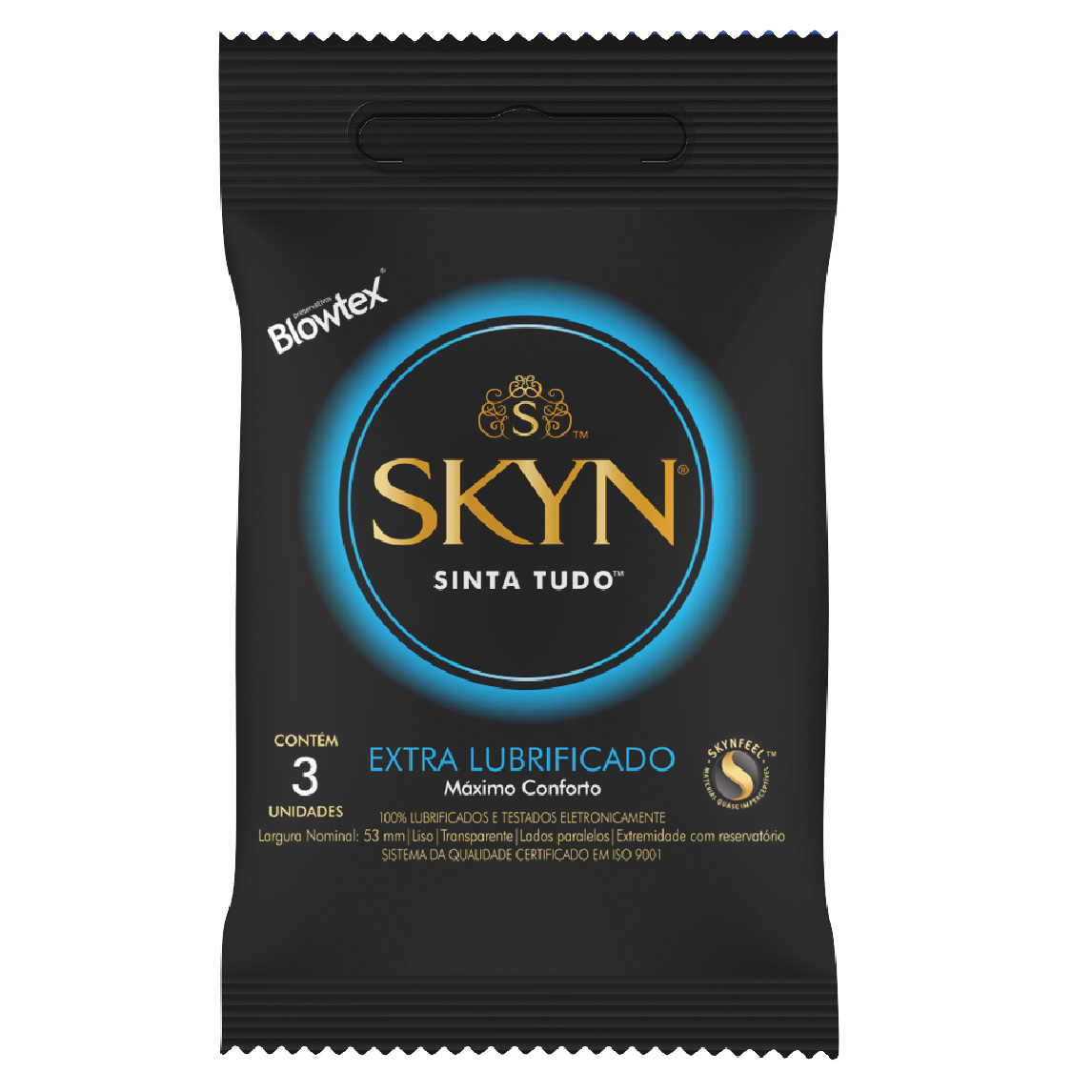 Preservativo Blowtex Skyn Sinta Tudo Extra Lubrificado 3 Unidades