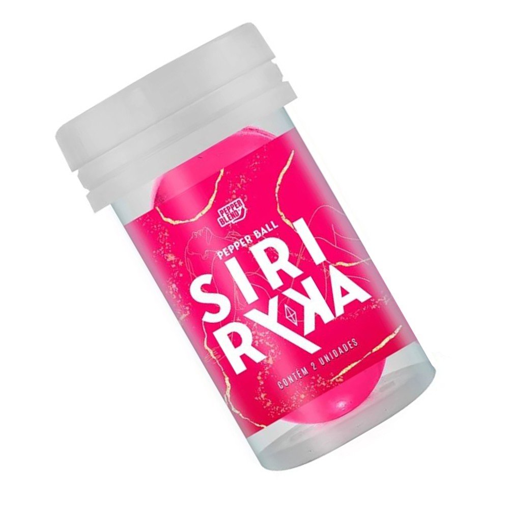 Bolinha de �leo Corporal Vegetal Comest�vel Siri Ryca no frasco, com o topo aberto, mostrando a bolinha dentro
