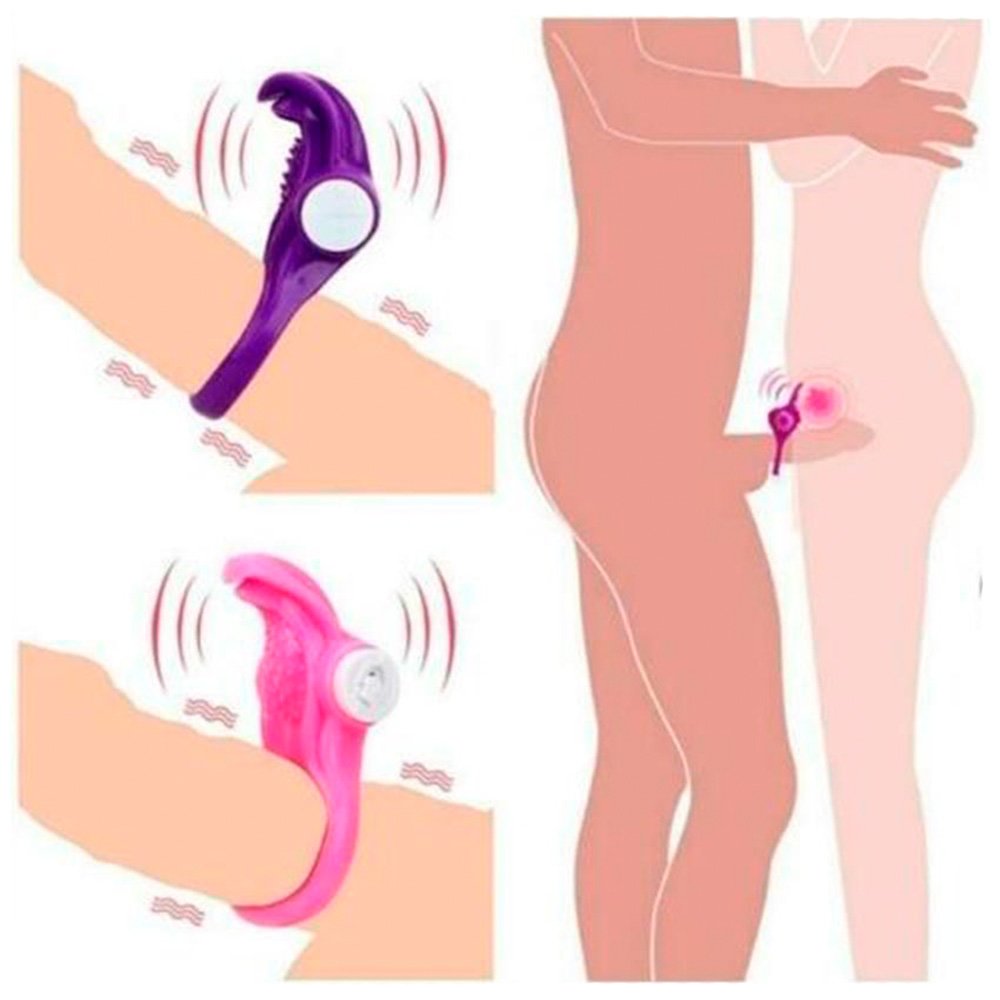 Anel Peniano Vibratório em Silicone com Argola Testicular Rosa | Foto 05 Anel Peniano Vibratório em Silicone com Argola Testicular Rosa | Foto 05