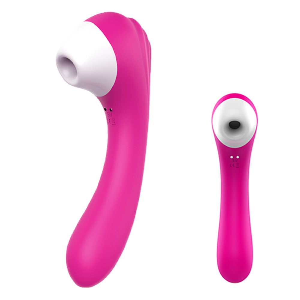 Sugador de Clit�ris e Vibrador Ponto G em Silicone Recarreg�vel Screaming Pink (vista da ponta de suc��o e vibrador)