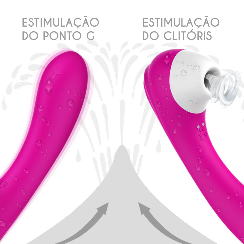 Sugador de Clit�ris e Vibrador Ponto G em Silicone Recarreg�vel Screaming Pink (vista detalhada dos bot�es e entrada de carregamento)