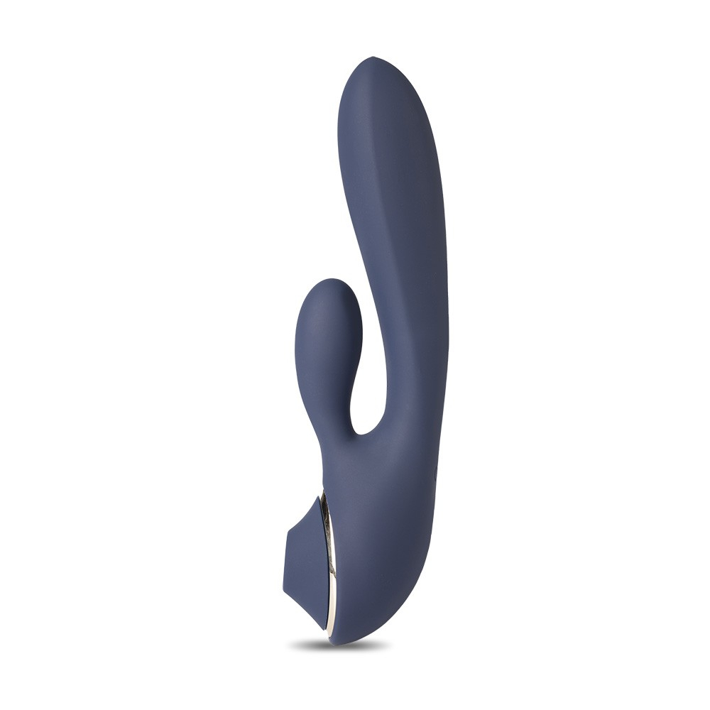 Vibrador Rabbit em Silicone com 10 Vibra��es e 3 Ondas de Press�o Recarreg�vel Azul | Foto 04