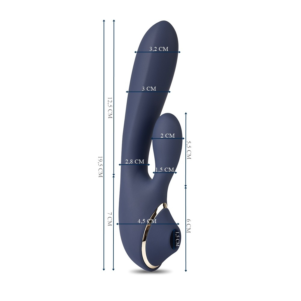 Vibrador Rabbit em Silicone com 10 Vibra��es e 3 Ondas de Press�o Recarreg�vel Azul | Foto 06 Ilustrativa