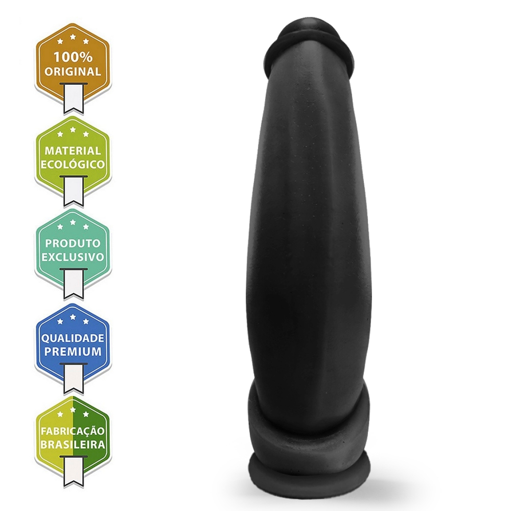 P�nis Grande e Grosso Bananinha com Ventosa, em vista lateral mostrando o design anat�mico e o material PVC flex�vel