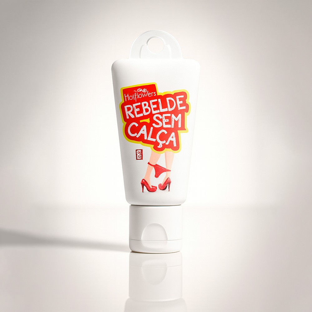 Gel para Sexo Anal Dessensibilizante Rebelde Sem Cal�a 15ml em close-up, destacando o frasco e a qualidade do r�tulo