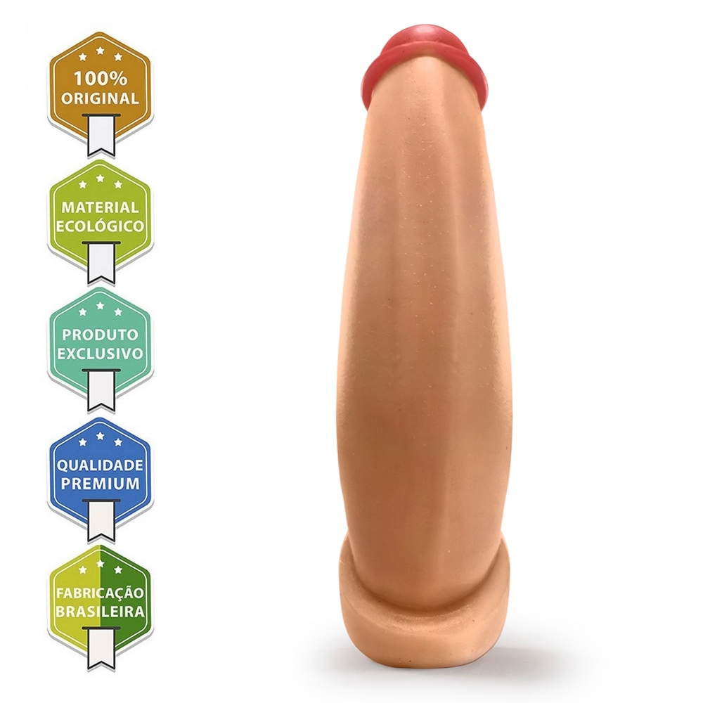 P�nis Grande e Grosso Bananinha | Dildo em PVC Flex�vel 24x6cm Bege com selos de original, ecologico, exclusivo, premium e fabricacao brasileira