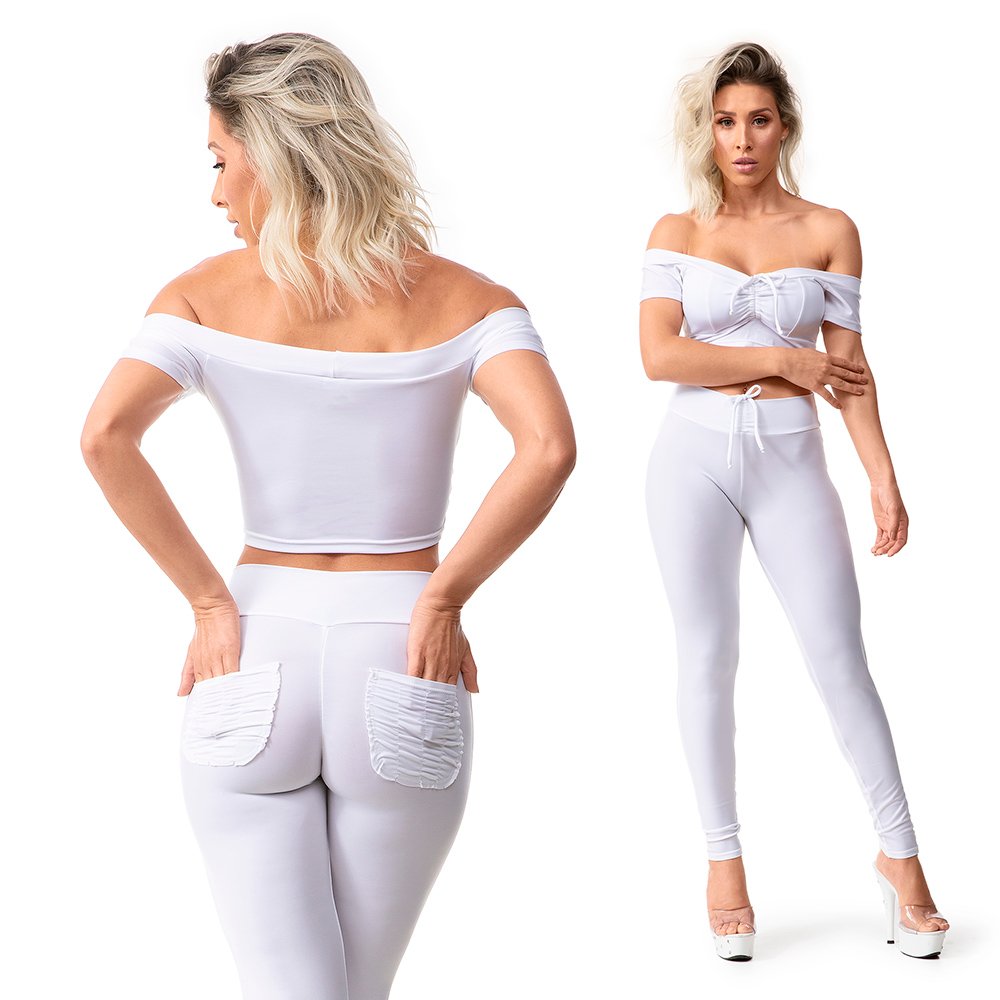 Conjunto Sensual Branco - Vista Traseira Detalhada da Cal�a Levanta Bumbum