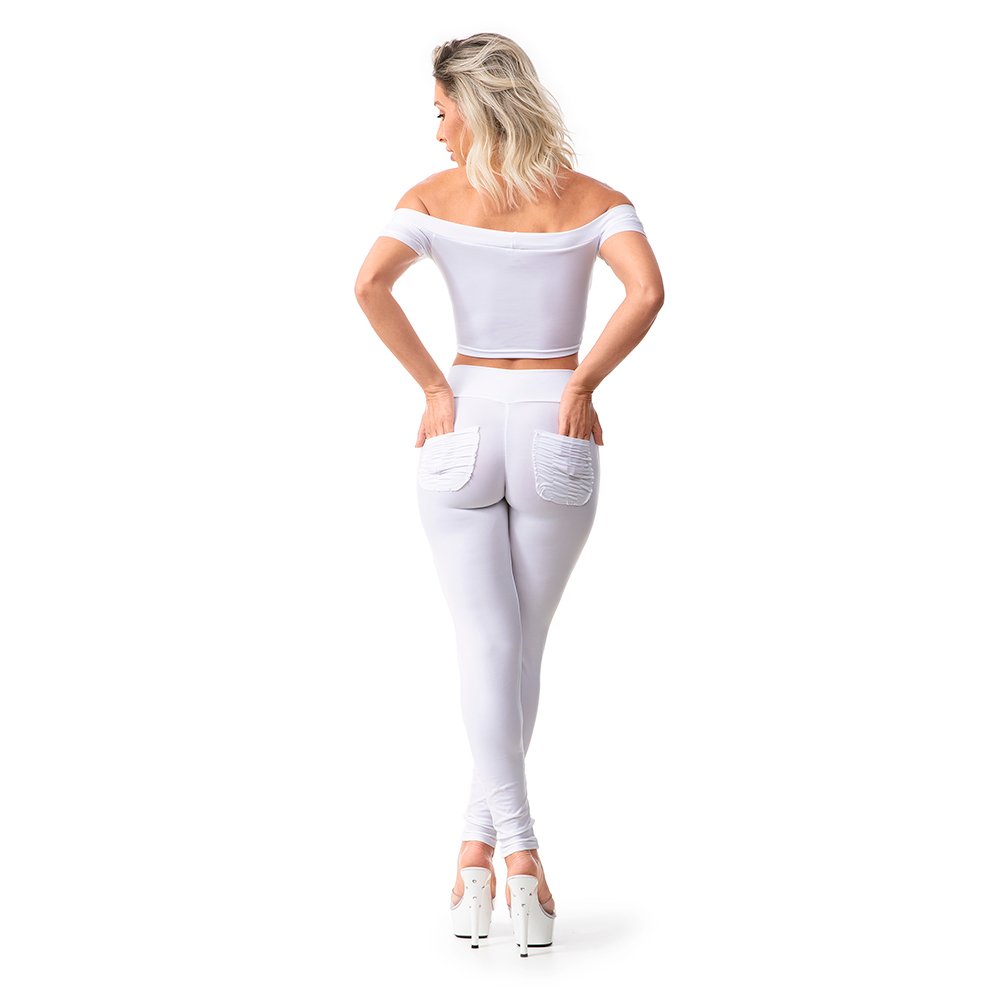 Conjunto Sensual em Suplex Branco - Detalhe da Cal�a Levanta Bumbum