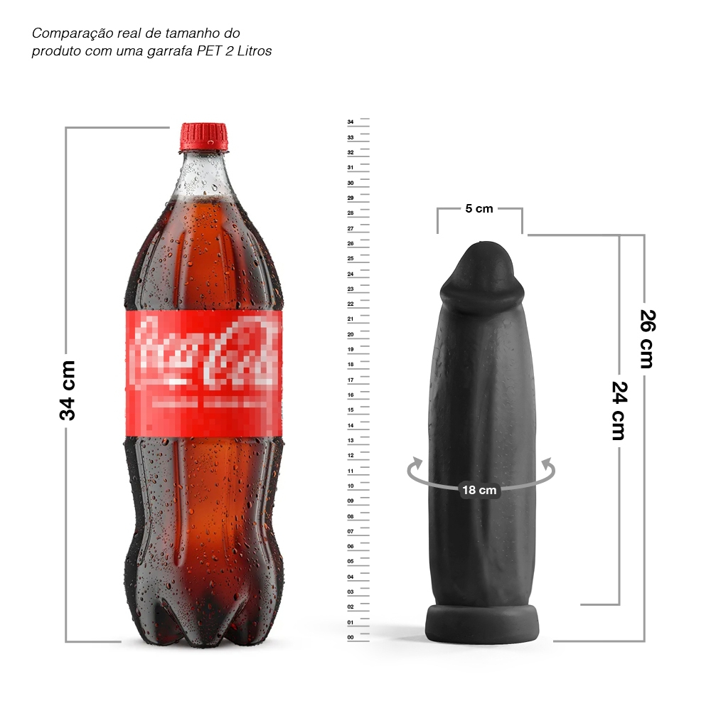 P�nis Grande e Grosso Bananinha | Dildo em PVC Flex�vel 24x6cm Bege em foto de corpo inteiro, mostrando seu design robusto