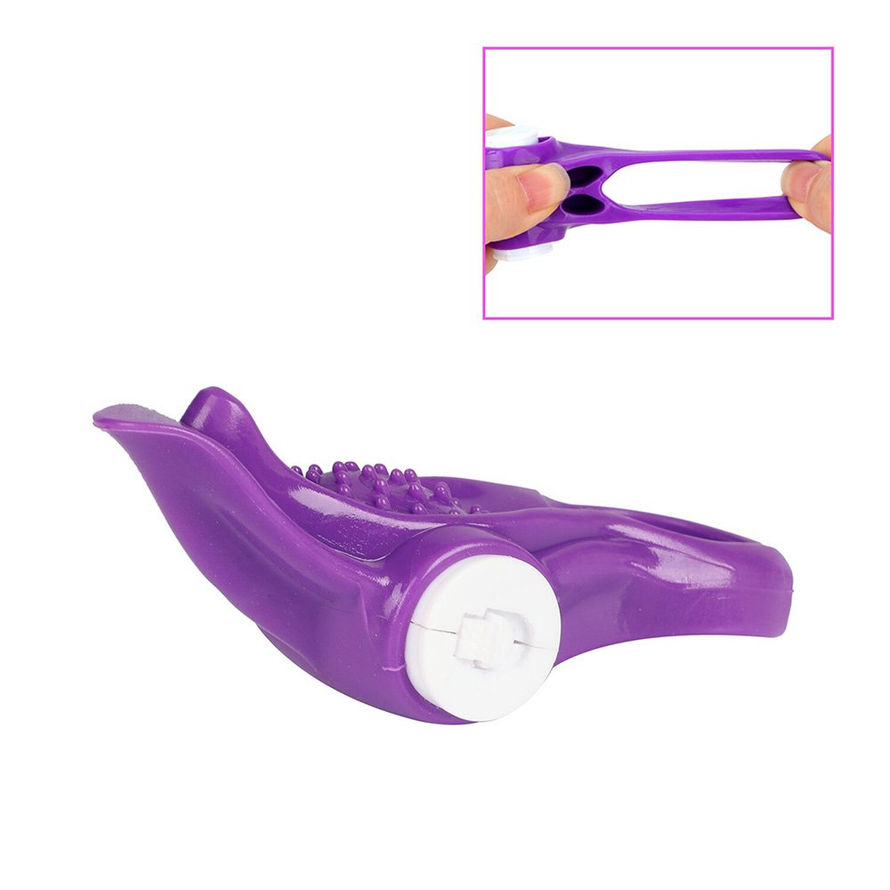 Anel Peniano Vibrat�rio em Silicone com Argola Testicular Roxo | Foto 03