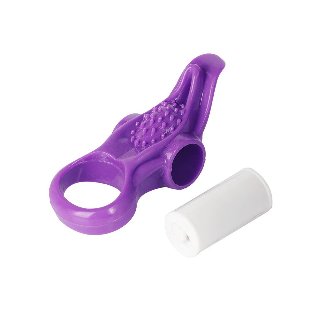 Anel Peniano Vibrat�rio em Silicone com Argola Testicular Roxo | Foto 04
