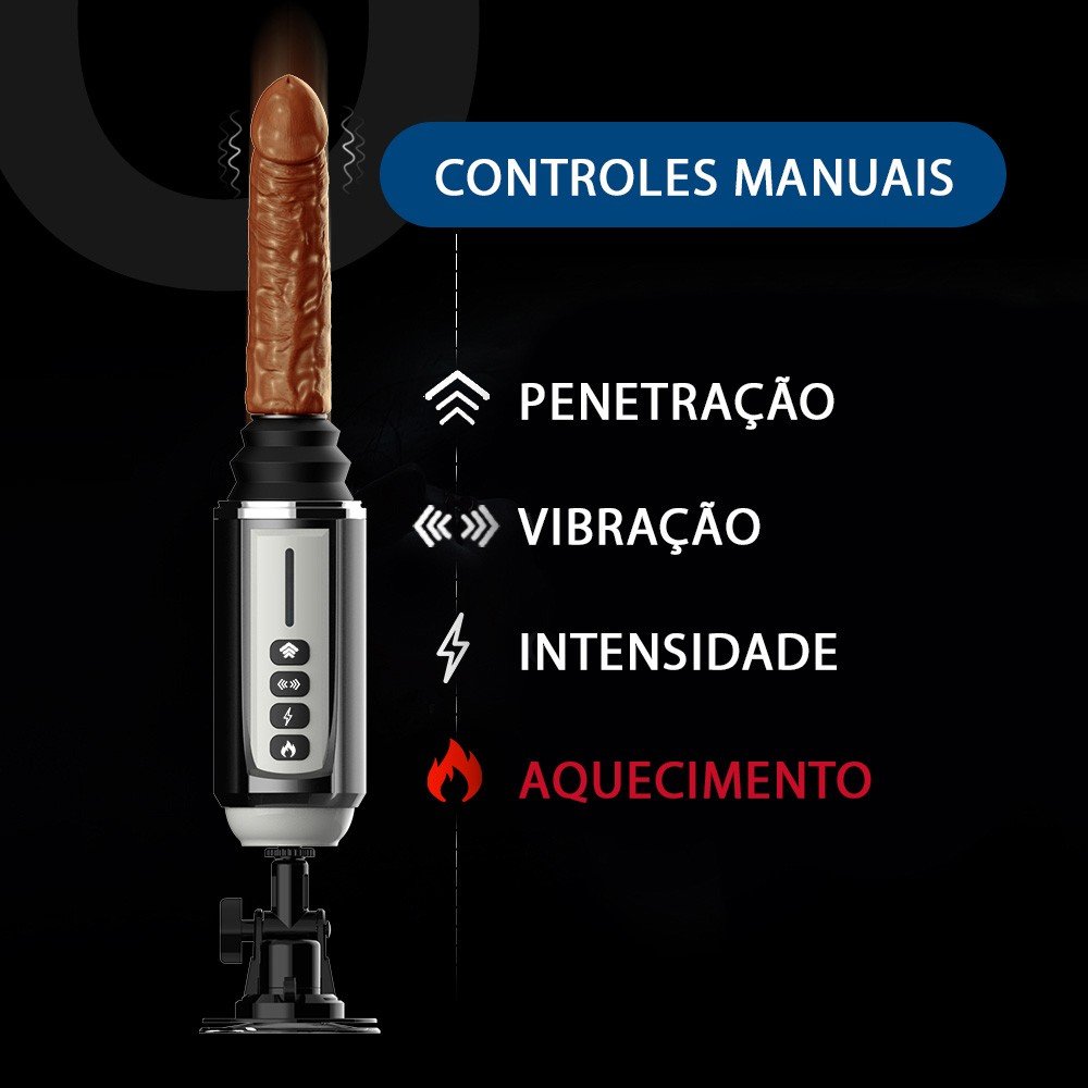 Máquina de Sexo com Aquecimento 7 Vibrações Vai e Vem Recarregável Wolverine Preto | Foto 04
