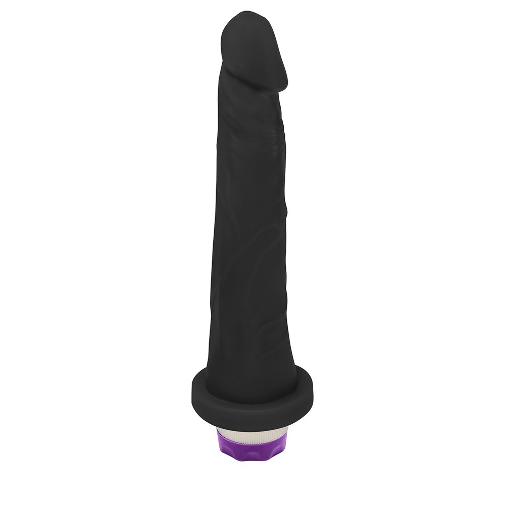 P�nis Real�stico com Vibrador 10 Modos Recarreg�vel USB Jueves 20x4,5cm Preto - vista lateral do vibrador, mostrando o perfil
