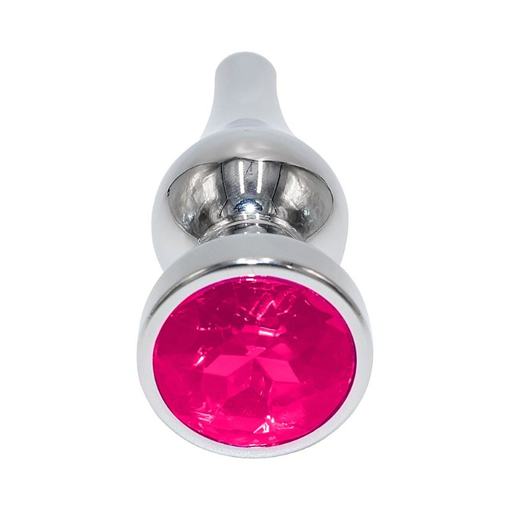 Plug Anal Joia em A�o Inox com Cristal Pink Base Segura Formato C�nico Anat�mico Tam M de 10cm | Foto 03
