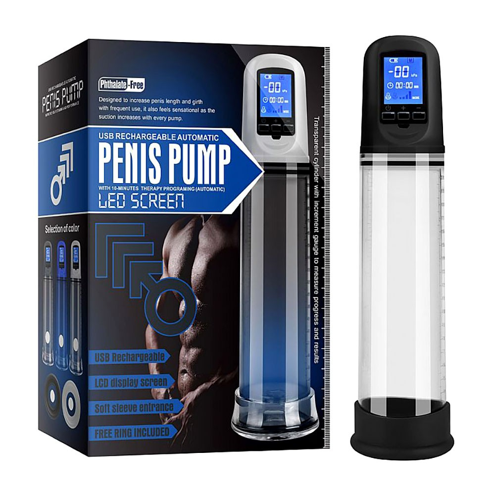 Bomba Peniana com Tela LCD Recarregável Penis Pump Preta | Foto 01