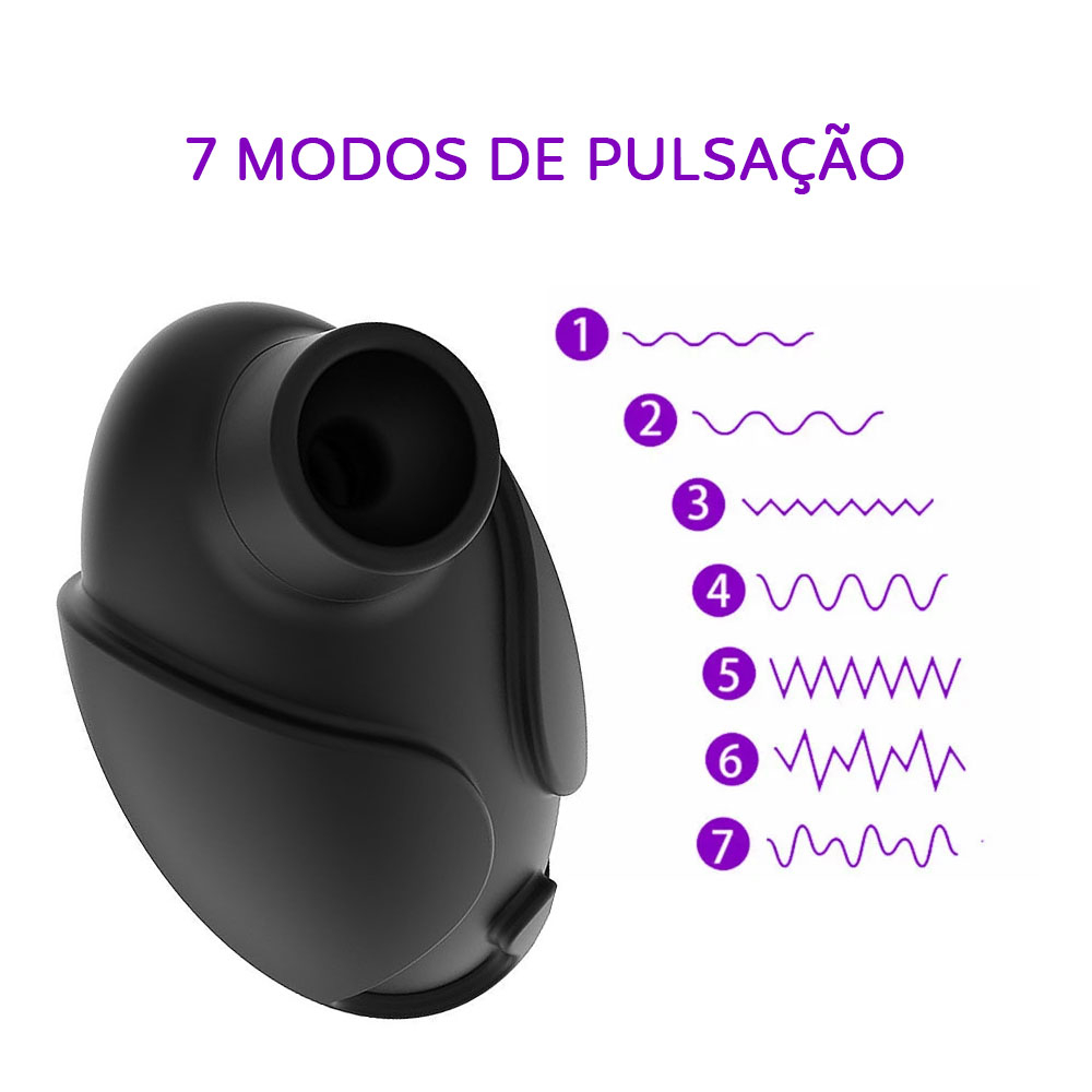 Pulsador de Clit�ris Recarreg�vel em Silicone com 7 Pulsa��es Preto | Foto 02