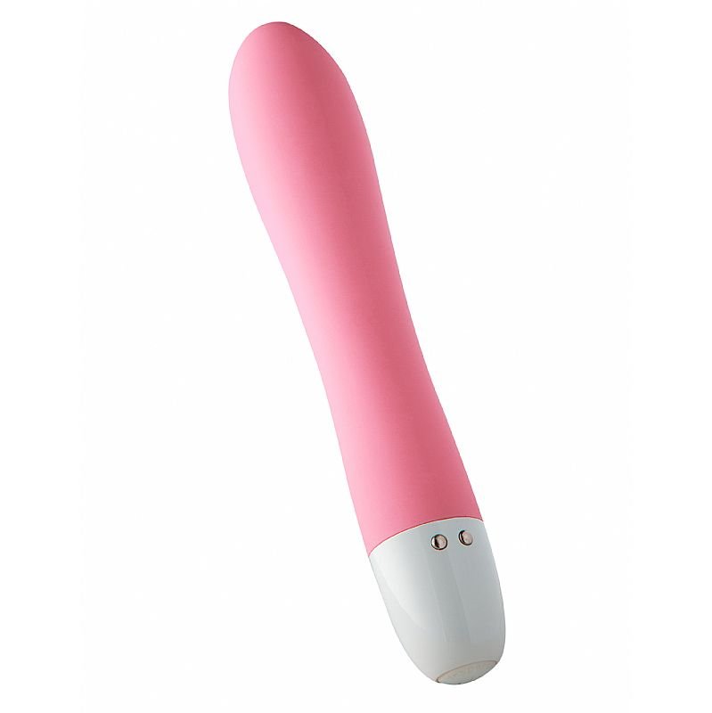 Vibrador Personal Recarreg�vel em Silicone Rosa em vista angular evidenciando textura macia e base carreg�vel