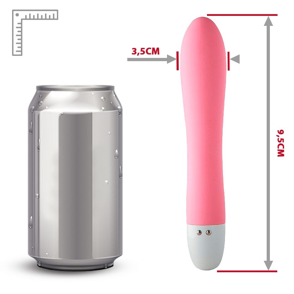 Vibrador Personal Recarreg�vel em Silicone Rosa em vista aproximada da ponta