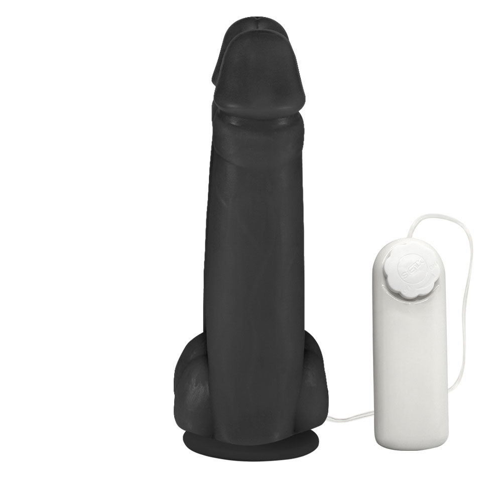 P�nis Real�stico Flex�vel Duplo Amigos com Vibrador e Ventosa 18 x 6cm Preto | Foto 03