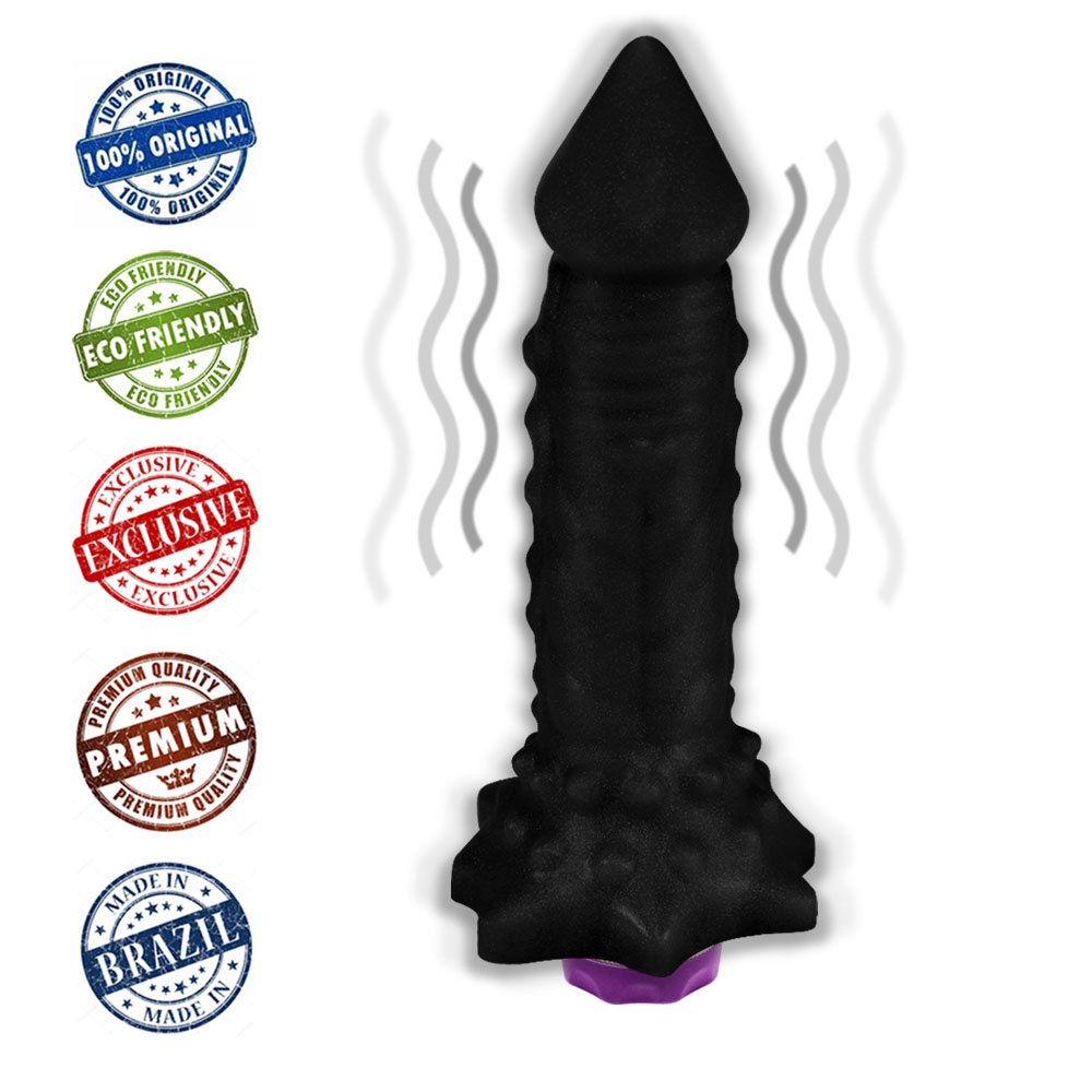 Pênis Flexível com Massageador Reptile com Vibrador 18 x 4,5cm Preto | Foto 05