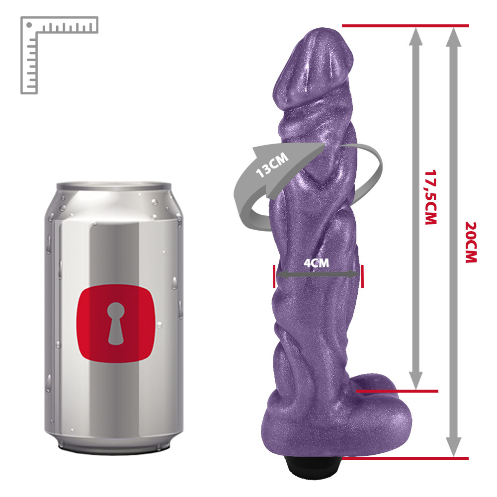 P�nis em PVC Flex�vel com Massageador Things com Vibrador 20 x 4cm Roxo Cintilante | Foto 06