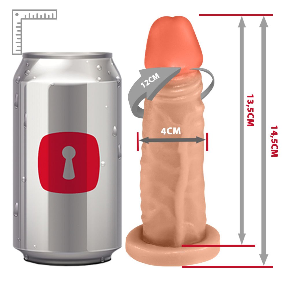 P�nis Maci�o Lindo para Cinta em PVC Flex�vel At�xico, cor Bege, vista superior