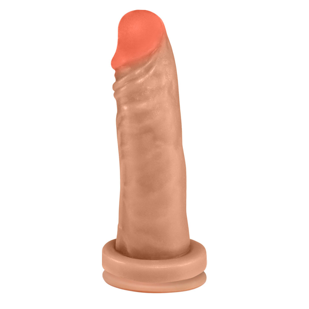 P�nis Maci�o Lindo em PVC Flex�vel At�xico com Ventosa 14,5 x 4cm Bege | Vista lateral com curvatura suave