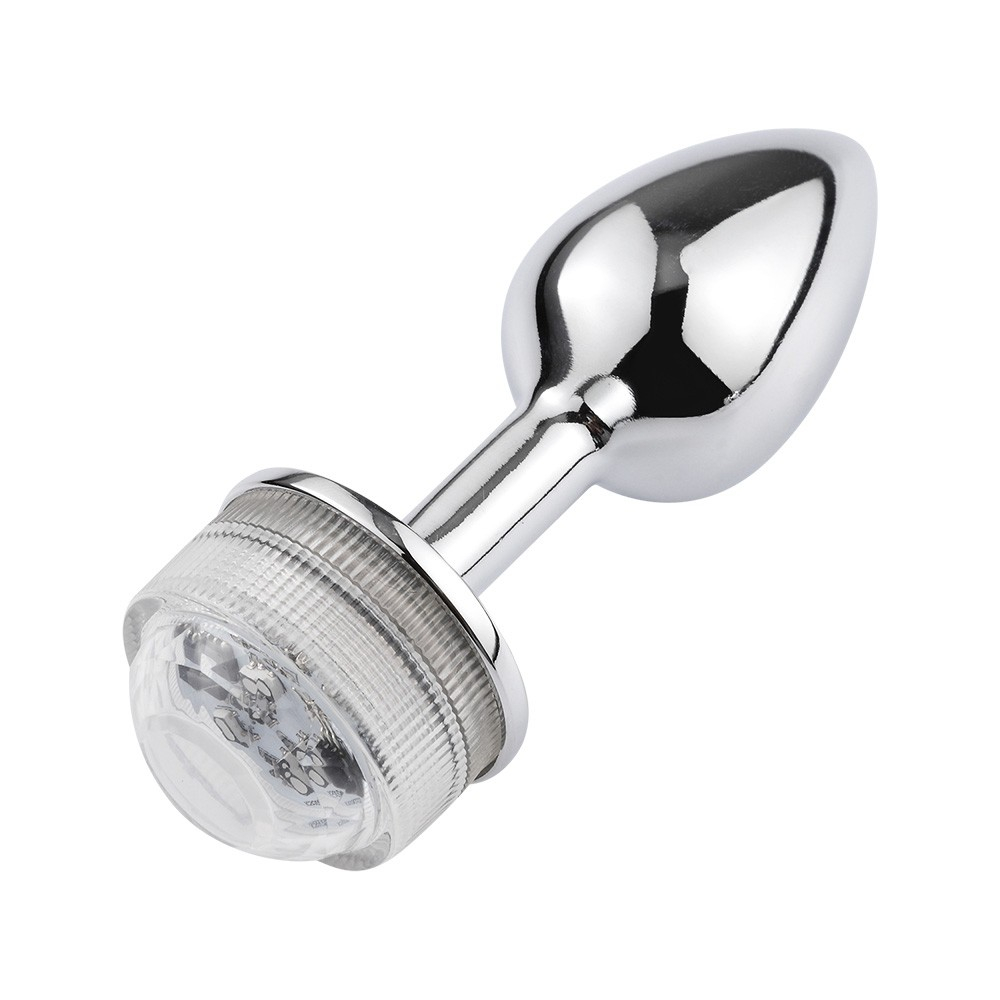 Plug Anal Joia em A�o com Luz de LED e Controle sem Fio 7,5 x 3,5cm Prata | Foto 04