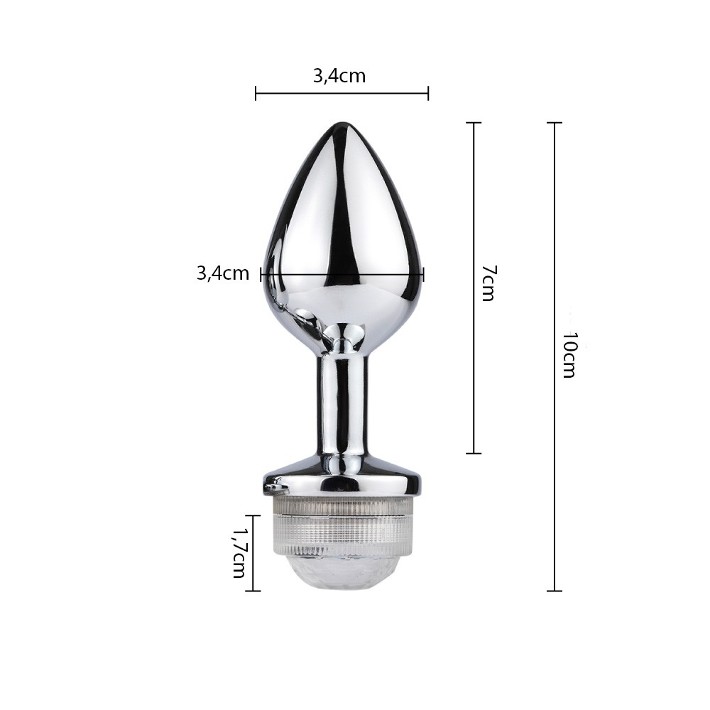 Plug Anal Joia em A�o com Luz de LED e Controle sem Fio 7,5 x 3,5cm Prata | Foto 05