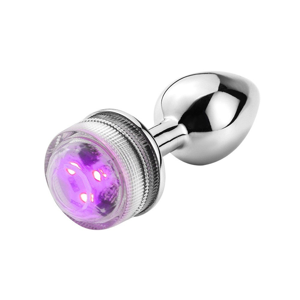 Plug Anal Joia em A�o com Luz de LED e Controle sem Fio 7 x 2,7cm Prata | Foto 02