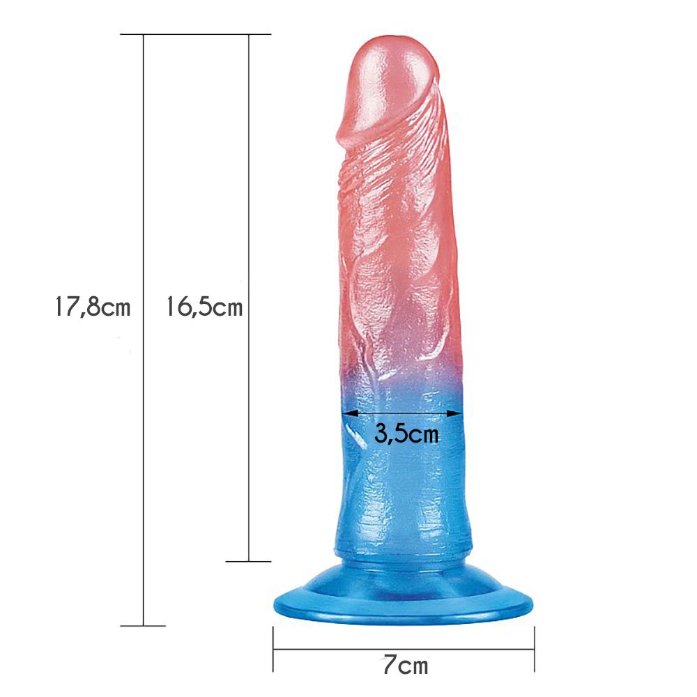 Pênis Realístico Flexível em Jelly Bicolor com Ventosa e Veias 18 x 3,8cm | Foto 06